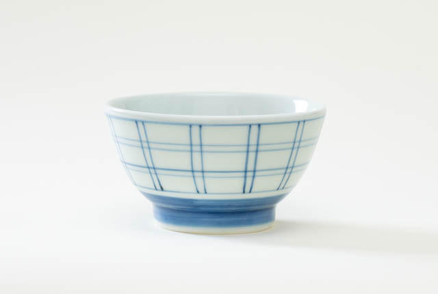 飯碗 格子青（小）
